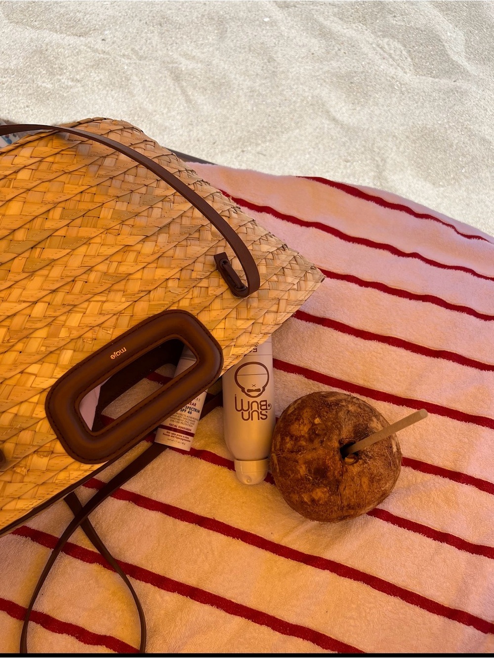 Maje woven Tote with Brown Leather Handles - Picture 2 of 9
